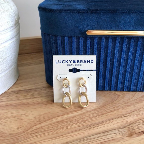 Lucky Brand Chain Link Earrings Gold and Silver - Picture 7 of 15